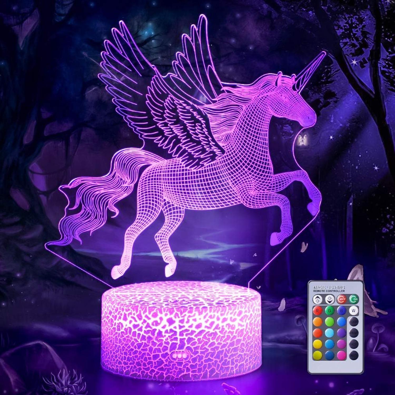 Hoofun 3D Illusion Lamp Unicorn, 3D Flying Unicorn Night Light Remote Control Desk Visual Lamp 16 Changeable Colors Birthday Gifts Night Lights різнокольоровий
Hoofun 3D Illusion Lamp Unicorn, 3D Flying Unicorn Night Light Remote Control Desk Visual Lamp 16 Changeable Colors Birthday Gifts Night Lights різнокольоровий