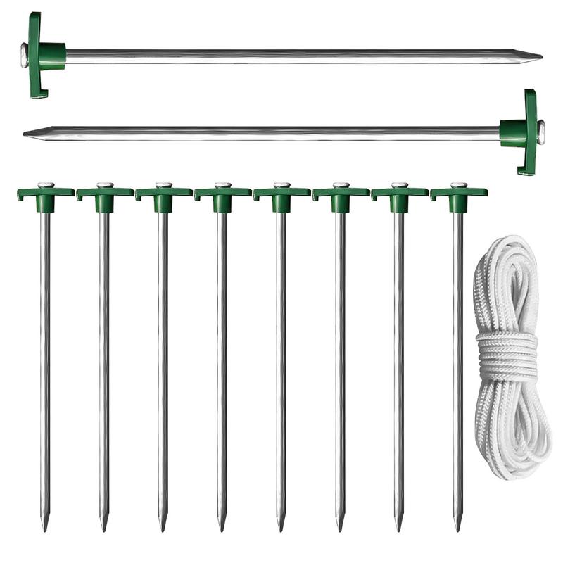 Tent Ground Pegs 10-piece Heavy Duty T-Shaped Pegs With 4 Ropes For Campsite 10.25-Inch Ground Spikes For Camping Backyard Lawn армія зелений колір
Tent Ground Pegs 10-piece Heavy Duty T-Shaped Pegs With 4 Ropes For Campsite 10.25-Inch Ground Spikes For Camping Backyard Lawn армія зелений колір