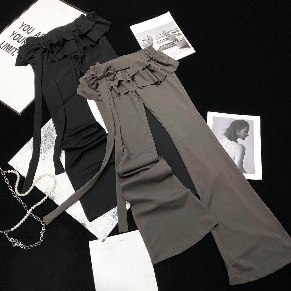 Y2k Apron Skirt Flared Pants Low Waist Bell-bottom Trousers Sweet Ruffle Wide Leg Pants Ladies XL сірий
Y2k Apron Skirt Flared Pants Low Waist Bell-bottom Trousers Sweet Ruffle Wide Leg Pants Ladies XL сірий