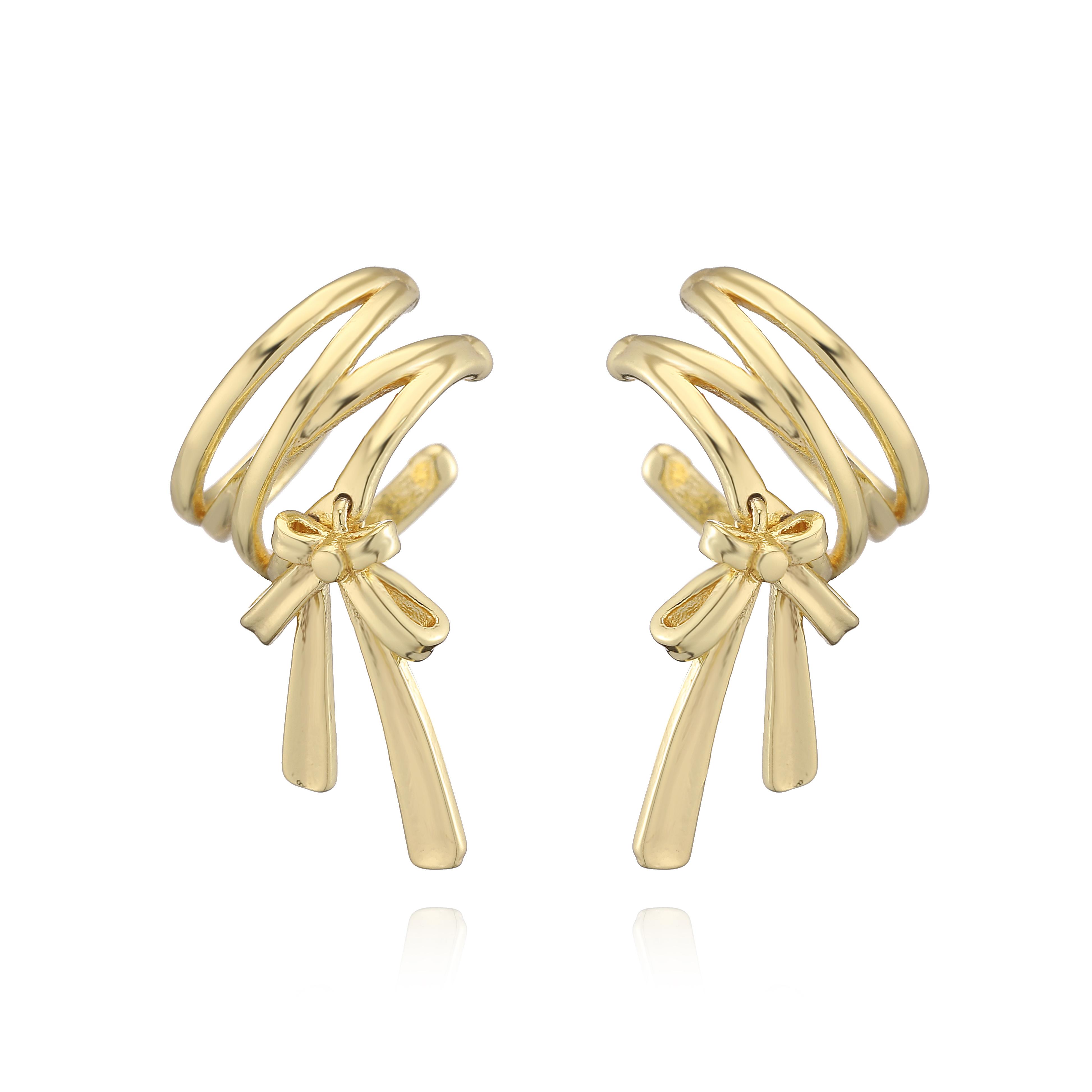 HECHENG,18K Golden Plated Lustrous French Bow Earrings Clip Sweet Fashion Ladies Copper Metal Jewellery Gift 1 Pair
HECHENG,18K Golden Plated Lustrous French Bow Earrings Clip Sweet Fashion Ladies Copper Metal Jewellery Gift 1 Pair