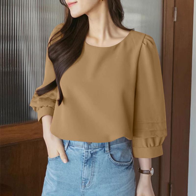 ZANZEA Женская повседневная блузка с круглым вырезом и рукавом 3/4 5XL хаки
ZANZEA Женская повседневная блузка с круглым вырезом и рукавом 3/4 5XL хаки