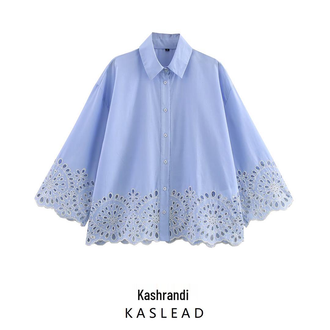 2025 Spring Women s Fashion Hollow Embroidery Poplin Shirt 2435806 Extra Small 
2025 Spring Women s Fashion Hollow Embroidery Poplin Shirt 2435806 Extra Small
