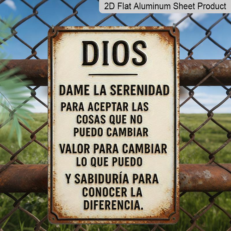 2D Flat, 1pc Spanish Serenity Prayer Metal Hanging Sign, 12x8 Inch (30x20cm) Rustic Aluminum Sign for Home, Church, Cafe, Bar - Easy Hanging 20*30cm
2D Flat, 1pc Spanish Serenity Prayer Metal Hanging Sign, 12x8 Inch (30x20cm) Rustic Aluminum Sign for Home, Church, Cafe, Bar - Easy Hanging 20*30cm