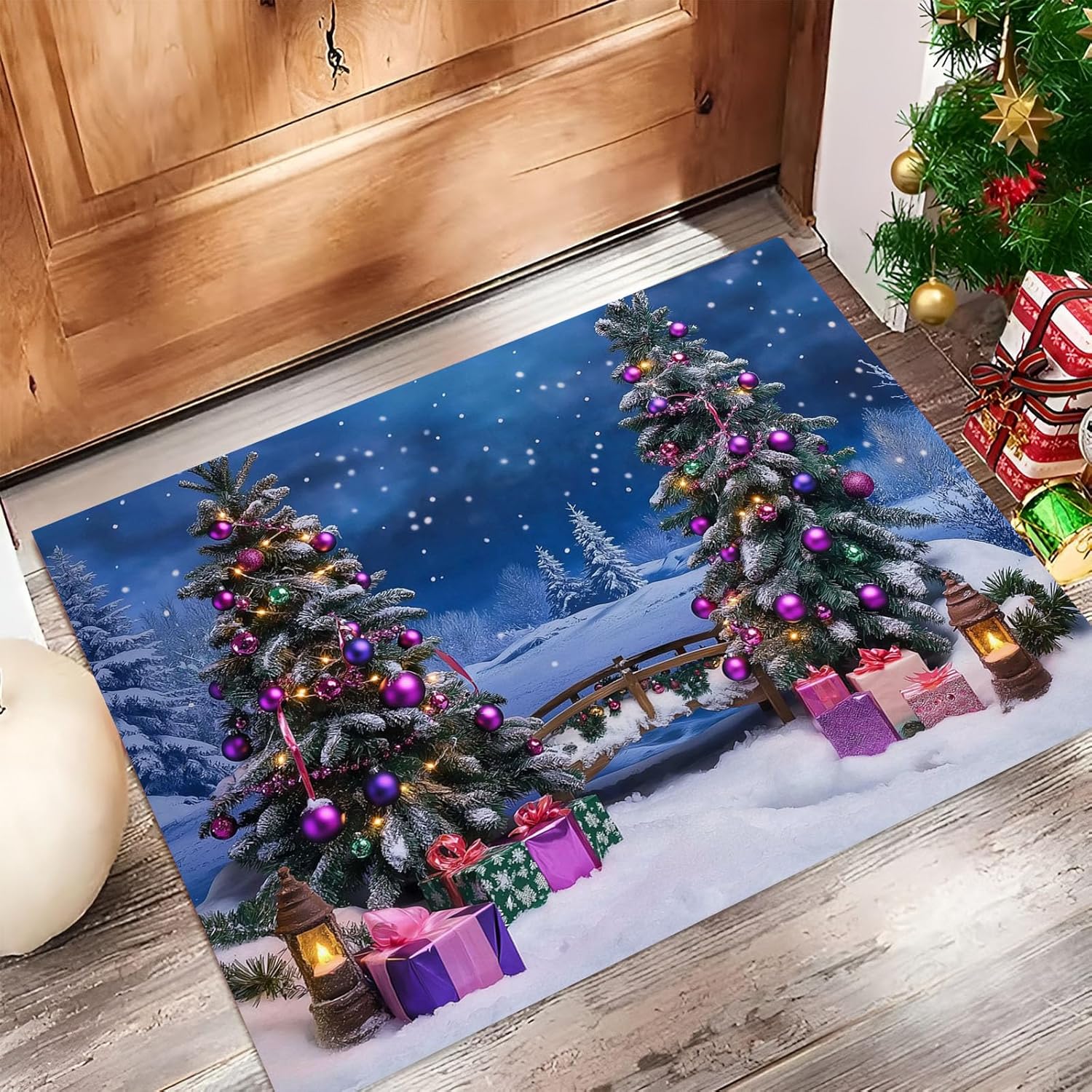 Blue Christmas Welcome Doormat, Christmas Tree Purple Christmas Ball Pattern Home Decor Low-Profile Switch Rug Door Mat Floor 60x90CM
Blue Christmas Welcome Doormat, Christmas Tree Purple Christmas Ball Pattern Home Decor Low-Profile Switch Rug Door Mat Floor 60x90CM