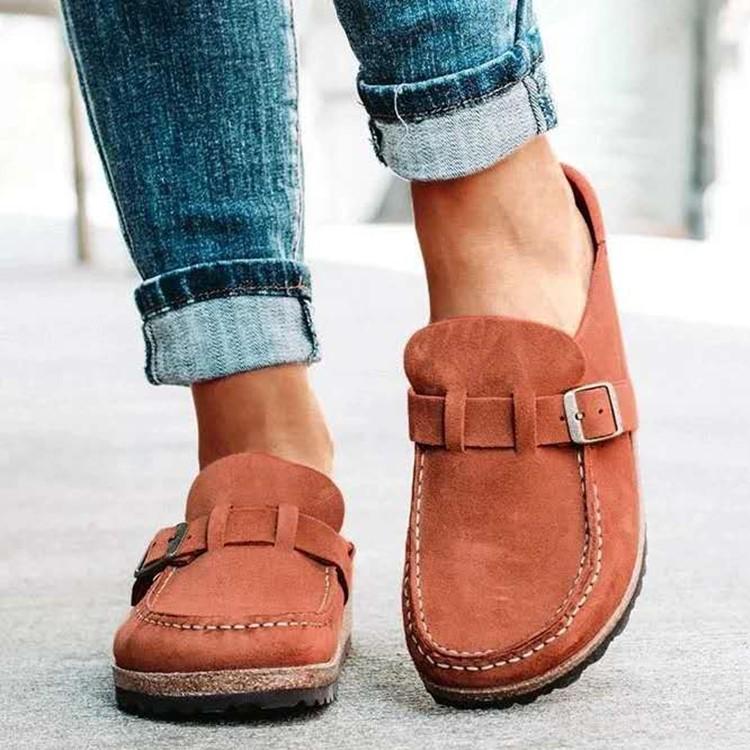 Летние новые европейские и американские сандалии сумка голова верхняя одежда ремень с пряжкой полушлепки женские большого размера повседневные шлепанцы женская обувь 43 коричневый