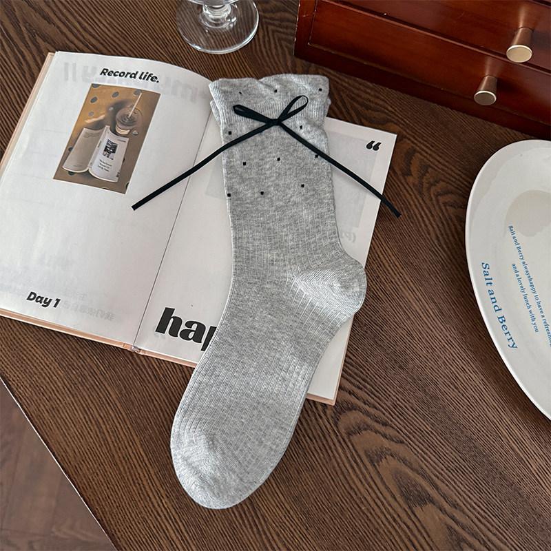 Dot-patterned Socks - Spring and Autumn Pile-up Socks, Thin Style with Bow Ties, Ballet-style Mid-calf Socks 1 pair сірий колір
Dot-patterned Socks - Spring and Autumn Pile-up Socks, Thin Style with Bow Ties, Ballet-style Mid-calf Socks 1 pair сірий колір