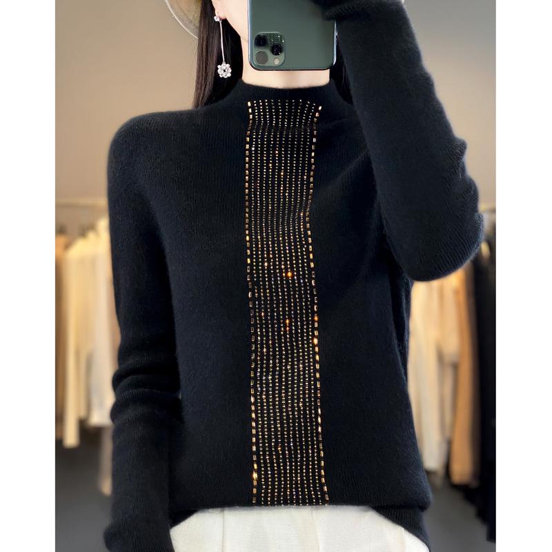 Женский шерстяной свитер: Полувысокий воротник, Горячая приклейка, Свободный пуловер, Базовая вязаная рубашка из 100% чистой шерсти для осени и зимы. L
Женский шерстяной свитер: Полувысокий воротник, Горячая приклейка, Свободный пуловер, Базовая вязаная рубашка из 100% чистой шерсти для осени и зимы. L