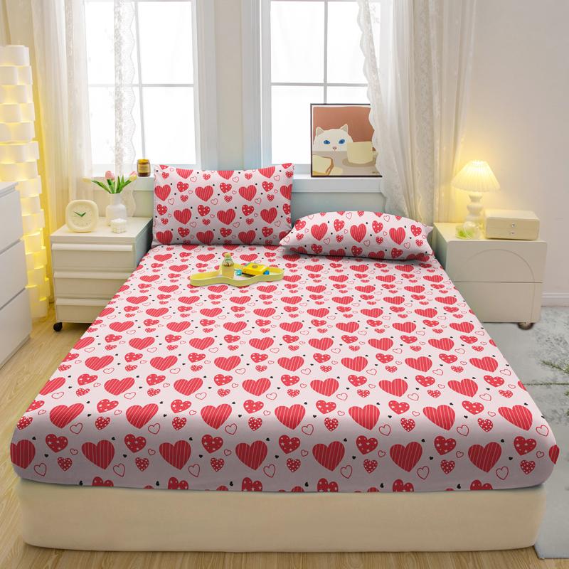 1 простая современная матовая простыня на резинке с принтом в форме сердца, покрывало для спальни с принтом, постельное белье (Исключая наволочки) 71x132cm