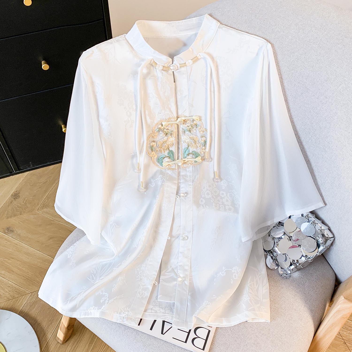 Женская вышитая атласная рубашка с коротким рукавом, с пуговицами-лягушками и воротником-стойкой XXL белый
Женская вышитая атласная рубашка с коротким рукавом, с пуговицами-лягушками и воротником-стойкой XXL белый