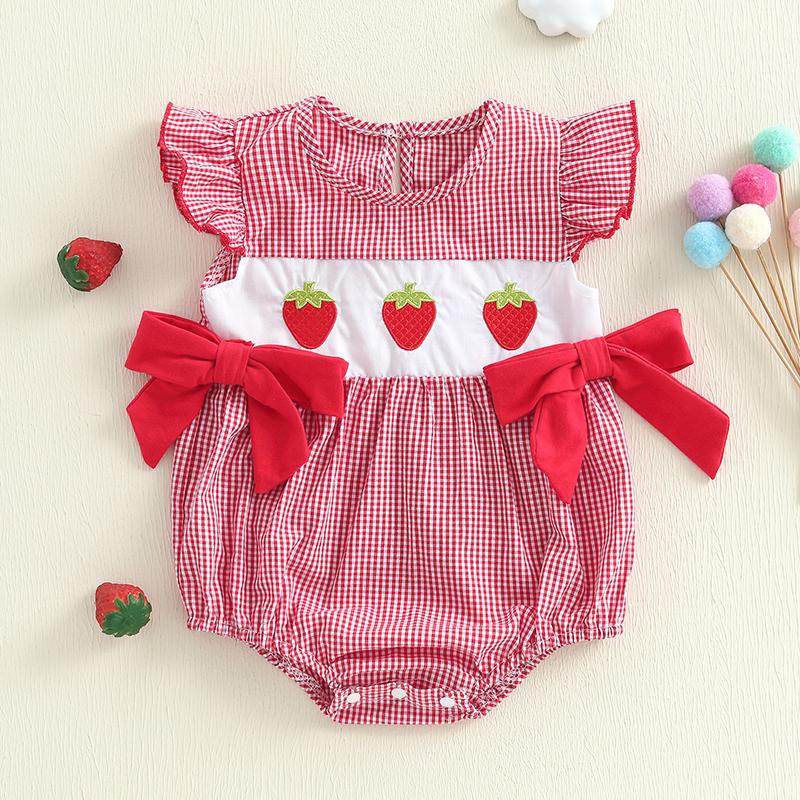 Summer Newborn Infant Baby Girls Clothes Bow Strawberry Plaid Fly Sleeve Round Neck Rompers Jumpsuit Outfits 60
Summer Newborn Infant Baby Girls Clothes Bow Strawberry Plaid Fly Sleeve Round Neck Rompers Jumpsuit Outfits 60