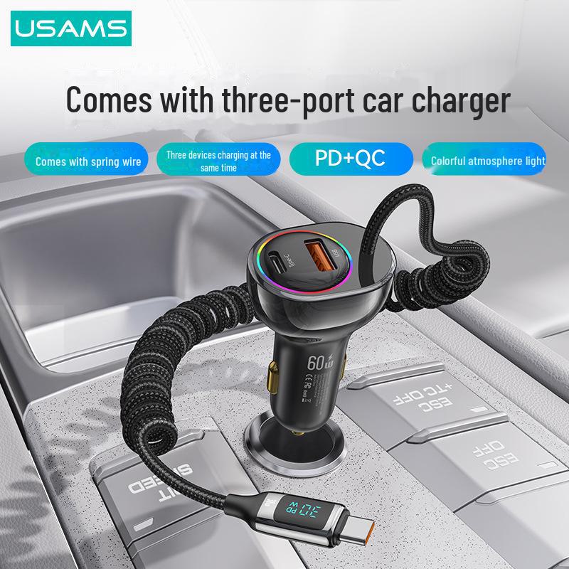 USAMS 60W Retractable Car Charger with PD30W Fast Charging and Universal Compatibility Lightning PD30W олова
USAMS 60W Retractable Car Charger with PD30W Fast Charging and Universal Compatibility Lightning PD30W олова