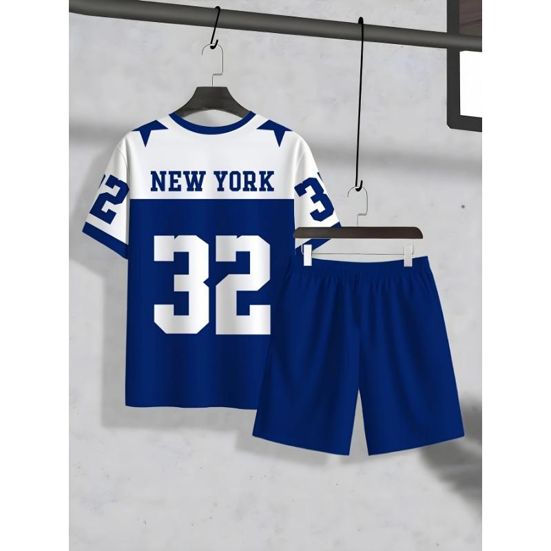 2pcs Men s Casual Short Sleeve Set | Round Neck T-Shirt with 32 and NEW YORK Print, Drawstring Shorts, Perfect for Summer Outdoor Activities S
2pcs Men s Casual Short Sleeve Set | Round Neck T-Shirt with 32 and NEW YORK Print, Drawstring Shorts, Perfect for Summer Outdoor Activities S