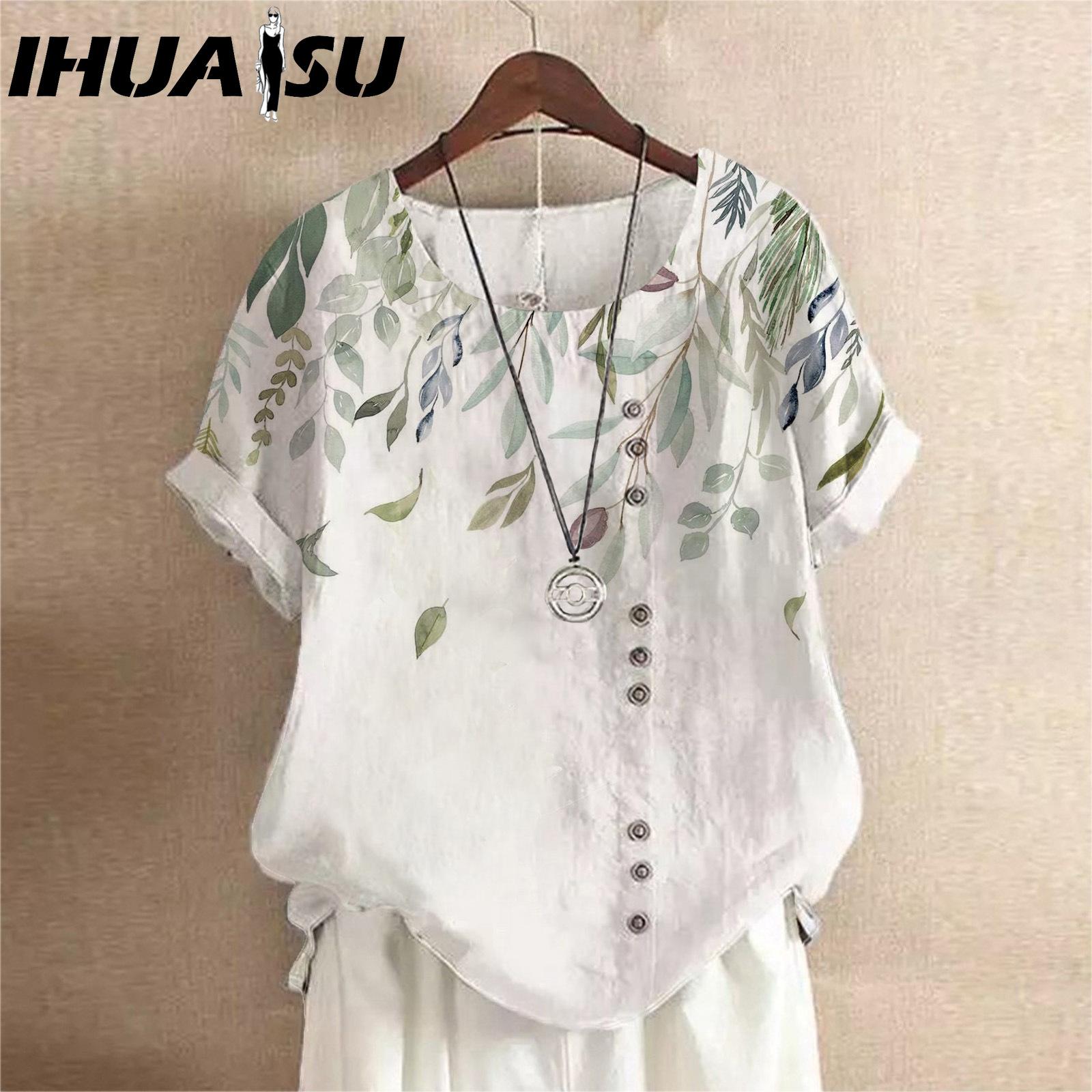 IHUASU Summer Vintage Cotton and Linen Fashion Print Loose Casual Shirt Short Sleeve T-shirt Women S
IHUASU Summer Vintage Cotton and Linen Fashion Print Loose Casual Shirt Short Sleeve T-shirt Women S