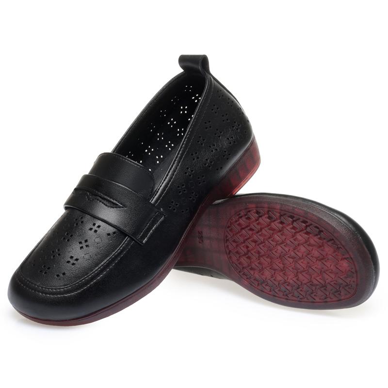 Ажурные туфли, женские летние туфли из натуральной кожи, туфли для мам большого размера с отверстиями 43