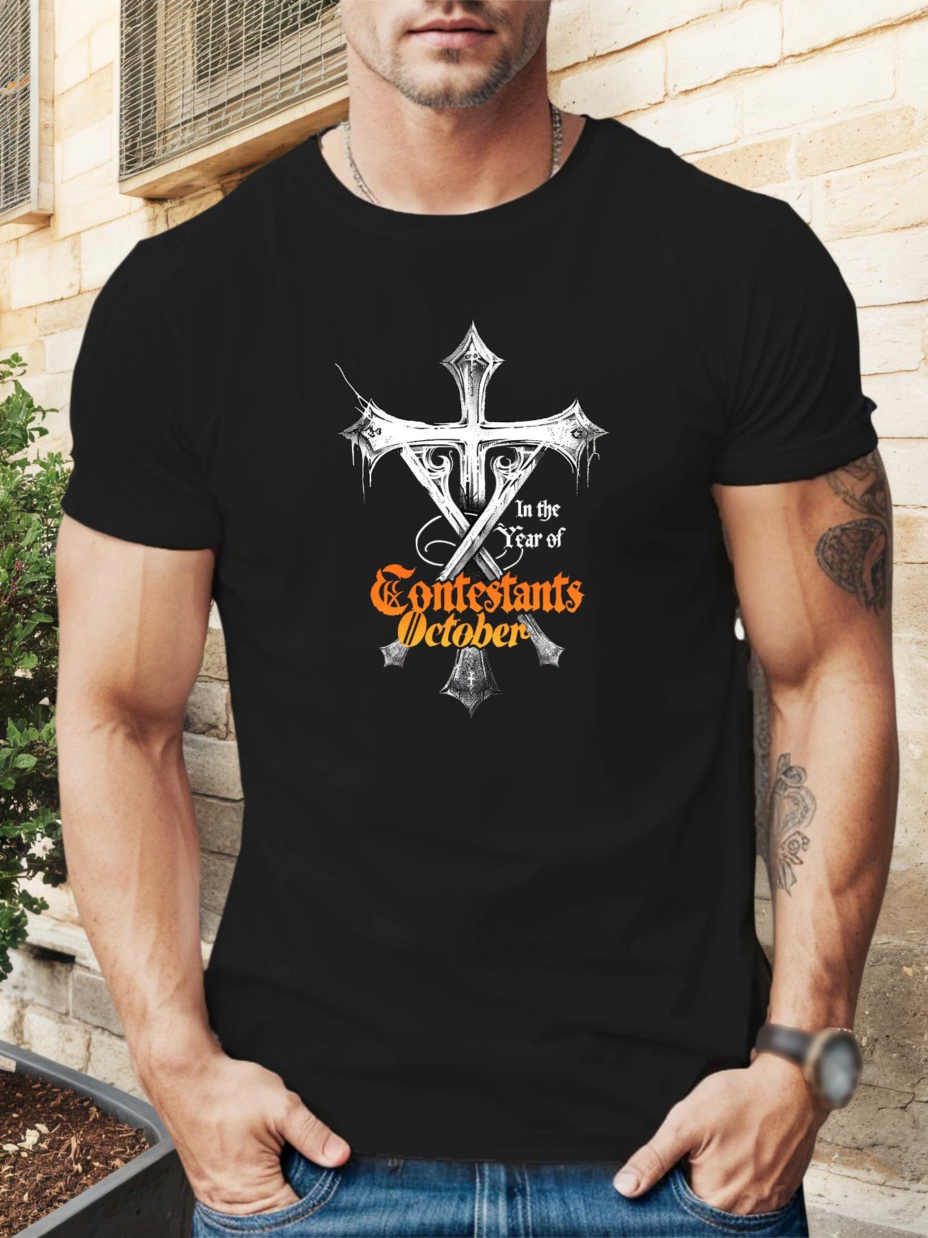 October Contestants Graphic Print Casual T-shirt - Lightweight Summer Round Neck Tee with Crossed Swords Design XXL
October Contestants Graphic Print Casual T-shirt - Lightweight Summer Round Neck Tee with Crossed Swords Design XXL