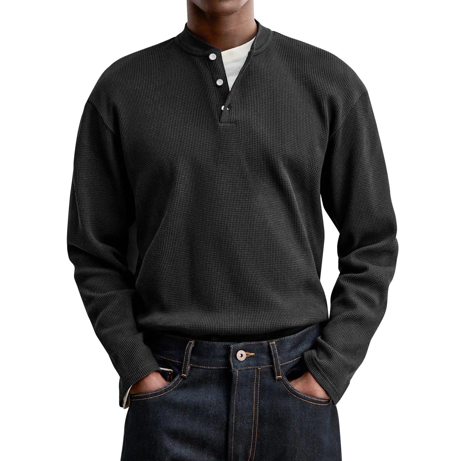 Men s Solid Color Knitted Button-Down Long Sleeve Top Men s Casual Fashion Tops L чёрный
Men s Solid Color Knitted Button-Down Long Sleeve Top Men s Casual Fashion Tops L чёрный