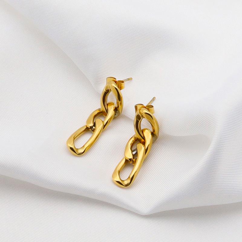 Retro Chunky Chain Geometric Stud Earrings & 18K Gold Necklace Set for Women - European & American Style, Titanium Steel Steel Earrings
Retro Chunky Chain Geometric Stud Earrings & 18K Gold Necklace Set for Women - European & American Style, Titanium Steel Steel Earrings