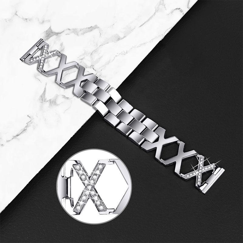 Women Luxury Rhinestone X Design Stainless Steel Hollow Watchband Strap for Fitbit Versa/Versa 2/Versa Lite/Versa SE Silver
Women Luxury Rhinestone X Design Stainless Steel Hollow Watchband Strap for Fitbit Versa/Versa 2/Versa Lite/Versa SE Silver