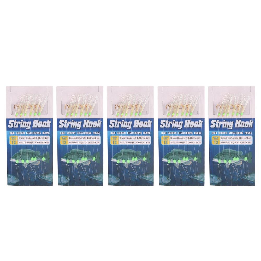5 Sets with Luminous Beads Fishing Bait Rigs with 6 Hooks Fishing Lure Rigs Saltwater Fishing 12#
5 Sets with Luminous Beads Fishing Bait Rigs with 6 Hooks Fishing Lure Rigs Saltwater Fishing 12#