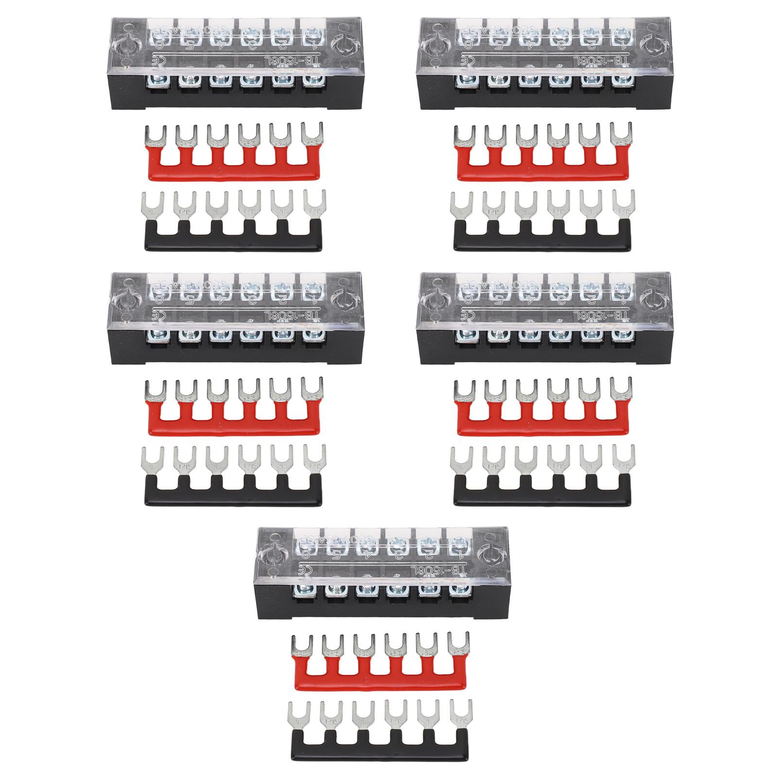 5 Sets 6 Position Terminal Blocks M3 Screw Terminal Block with Short Connector Barrier Strips 15A
5 Sets 6 Position Terminal Blocks M3 Screw Terminal Block with Short Connector Barrier Strips 15A