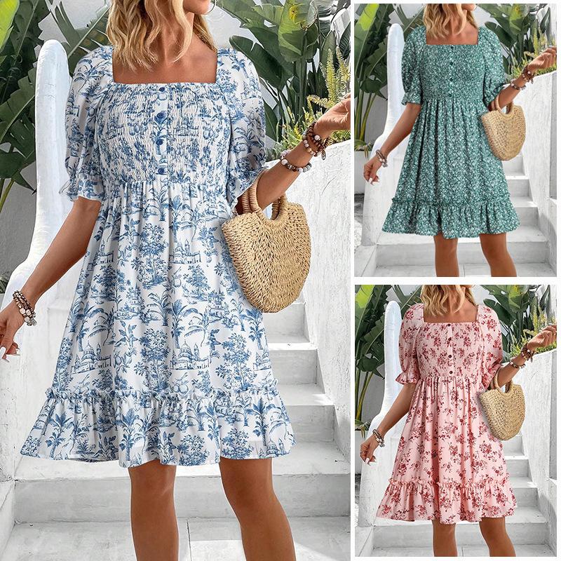 Women s Floral Print Square Neck Ruffled Hem Short Sleeve Dress in Blue/Black/Pink/Green/Red 2XL
Women s Floral Print Square Neck Ruffled Hem Short Sleeve Dress in Blue/Black/Pink/Green/Red 2XL