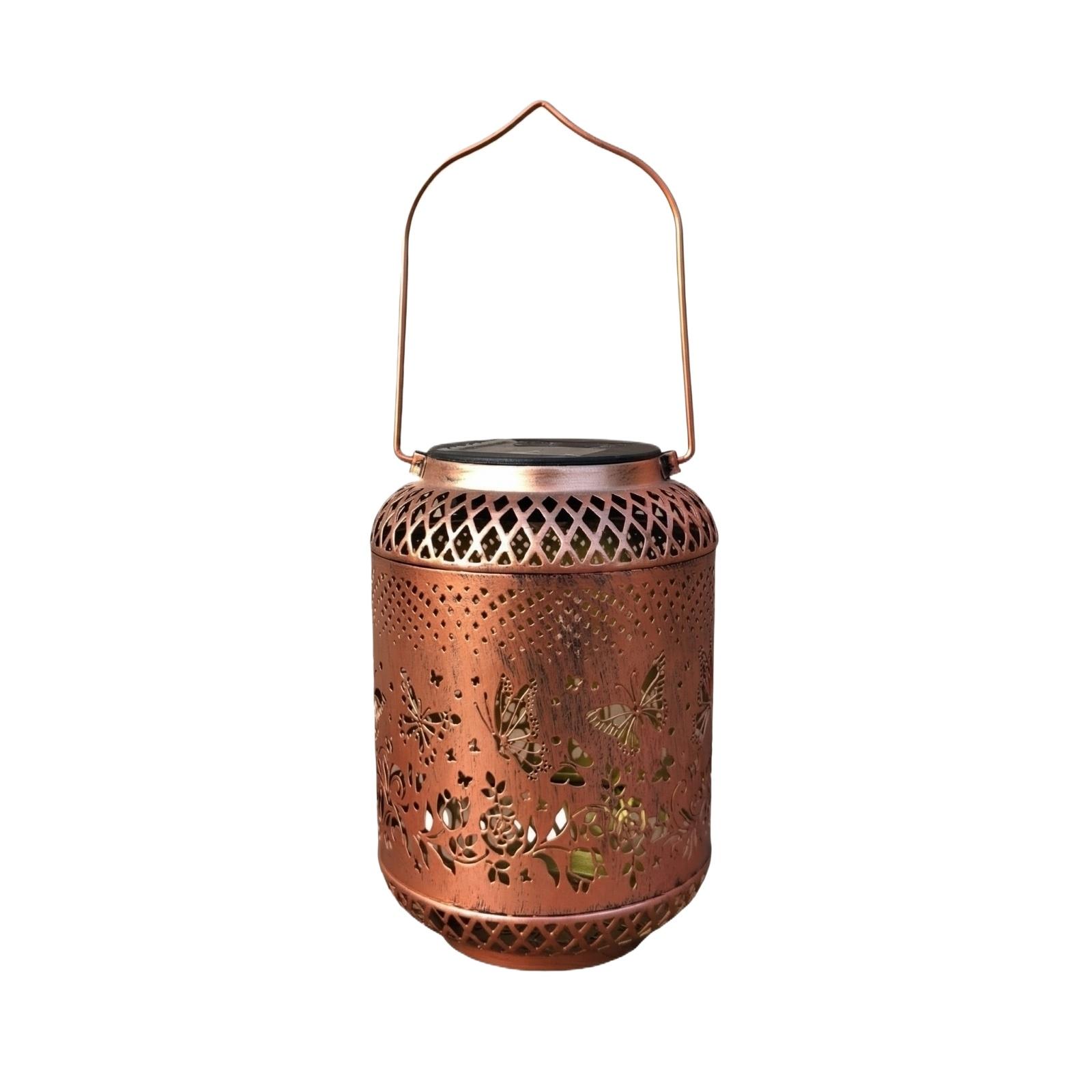 Metal Lantern with Intricate Cutout Pattern and Handle for Outdoor or Indoor Decorative Use Solar Powered Lighting One Size
Metal Lantern with Intricate Cutout Pattern and Handle for Outdoor or Indoor Decorative Use Solar Powered Lighting One Size