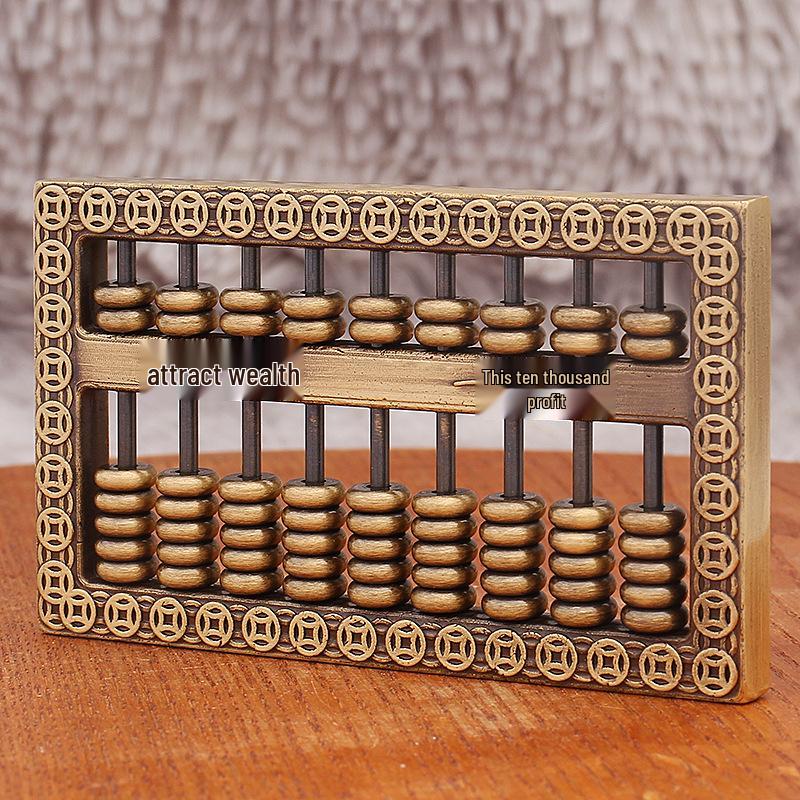 Brass Abacus Wealth-Attracting Antique with Fu Character and Coin Collection Ornaments.
Brass Abacus Wealth-Attracting Antique with Fu Character and Coin Collection Ornaments.