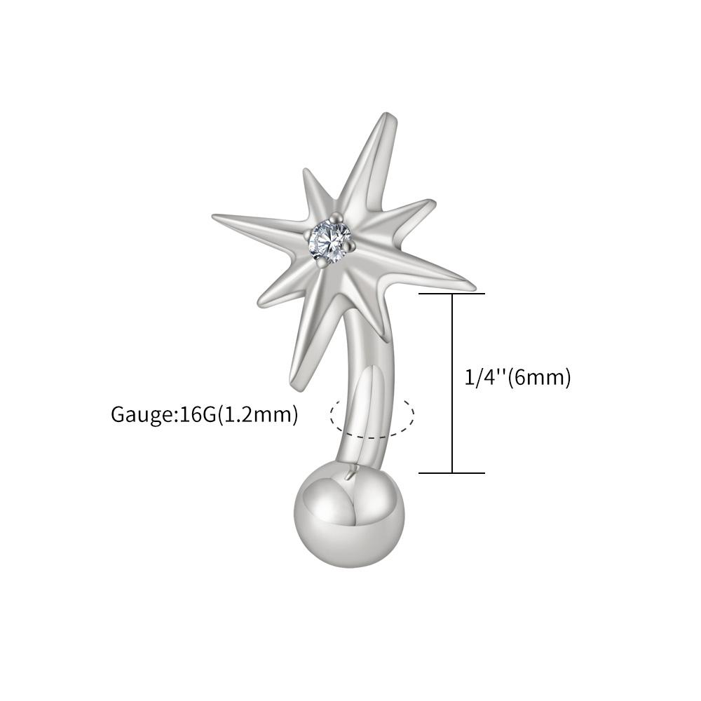 Right Grand ASTM F136 Titanium 16G CZ North Star Rook Earring 6mm 8mm Curved Barbell Eyebrow Cartilage Tragus Labret Piercing
Right Grand ASTM F136 Titanium 16G CZ North Star Rook Earring 6mm 8mm Curved Barbell Eyebrow Cartilage Tragus Labret Piercing