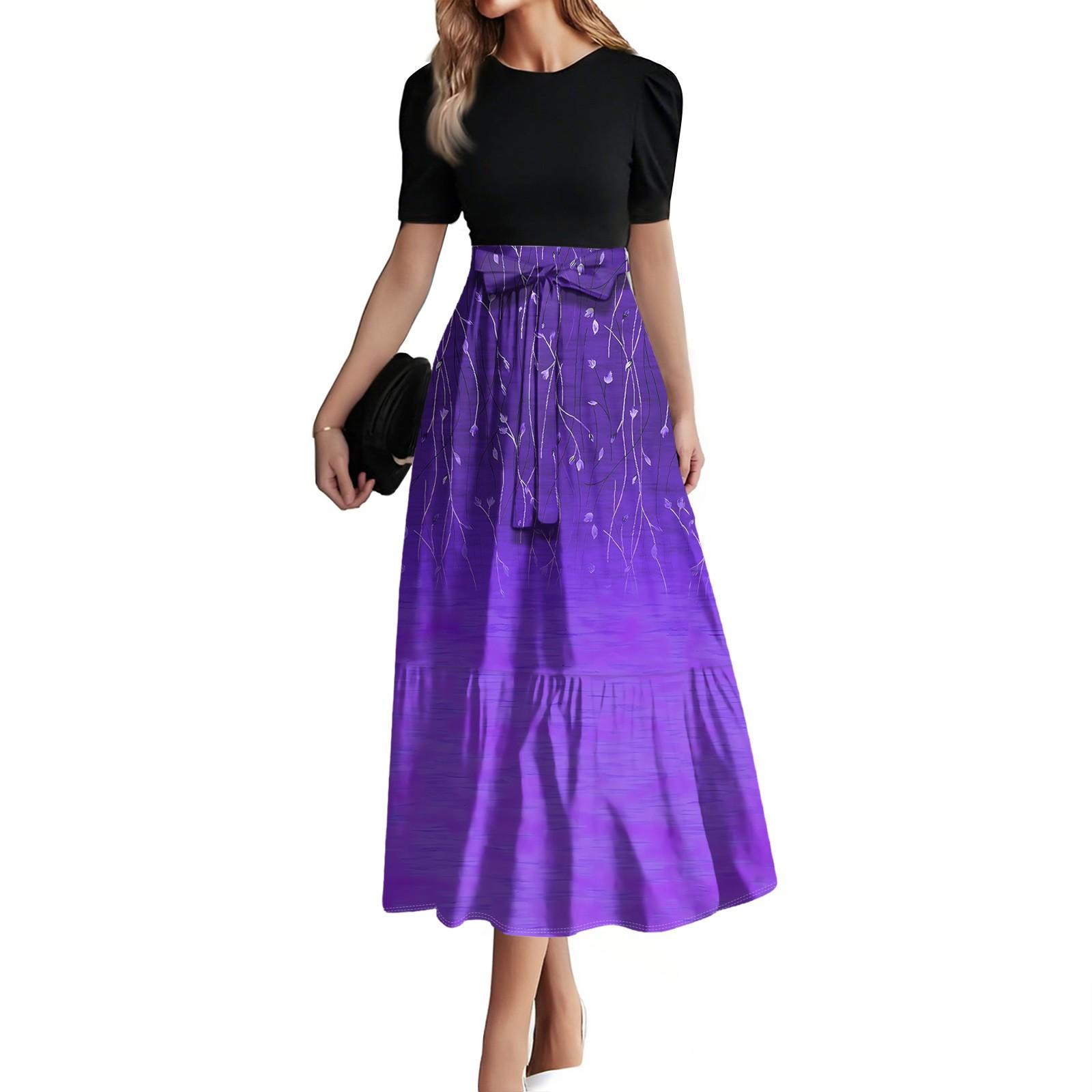 Women s Fashion Casual Belt Short Sleeve Round Neck Stitching Elegant Temperament Dress XL фіолетовий
Women s Fashion Casual Belt Short Sleeve Round Neck Stitching Elegant Temperament Dress XL фіолетовий