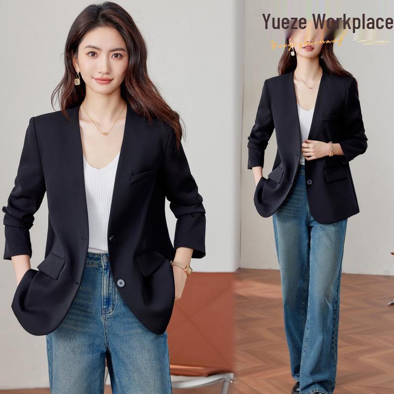 Women s 2025 Spring/Autumn Black V-neck Collarless Blazer - Casual High-end Small Size Suit L
Women s 2025 Spring/Autumn Black V-neck Collarless Blazer - Casual High-end Small Size Suit L