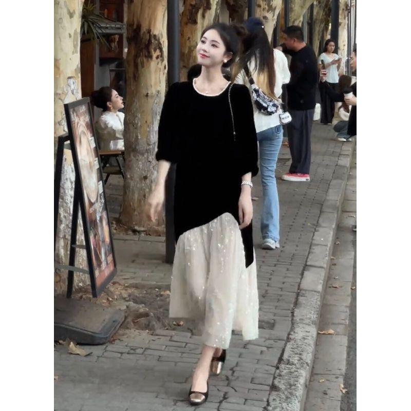 Plus-Size Slimming Dress 2026 Spring New Korean Style Loose-Fitting Velvet Long Dress with a High-End Feel Black L
Plus-Size Slimming Dress 2026 Spring New Korean Style Loose-Fitting Velvet Long Dress with a High-End Feel Black L