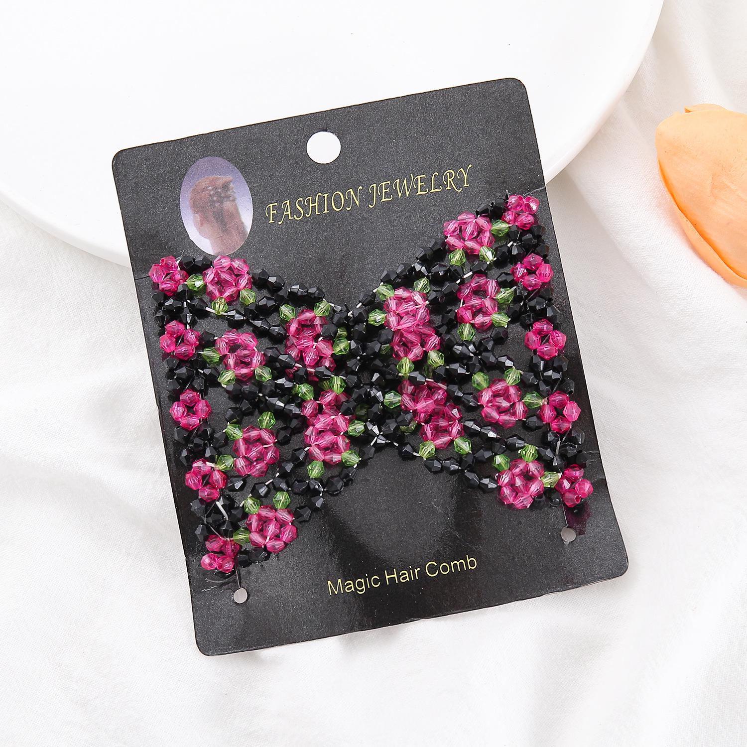 Rose Beaded Hand-Woven Versatile Hair Comb - Elastic Double-Row Magic Hair Accessory рожевий червоний колір
Rose Beaded Hand-Woven Versatile Hair Comb - Elastic Double-Row Magic Hair Accessory рожевий червоний колір