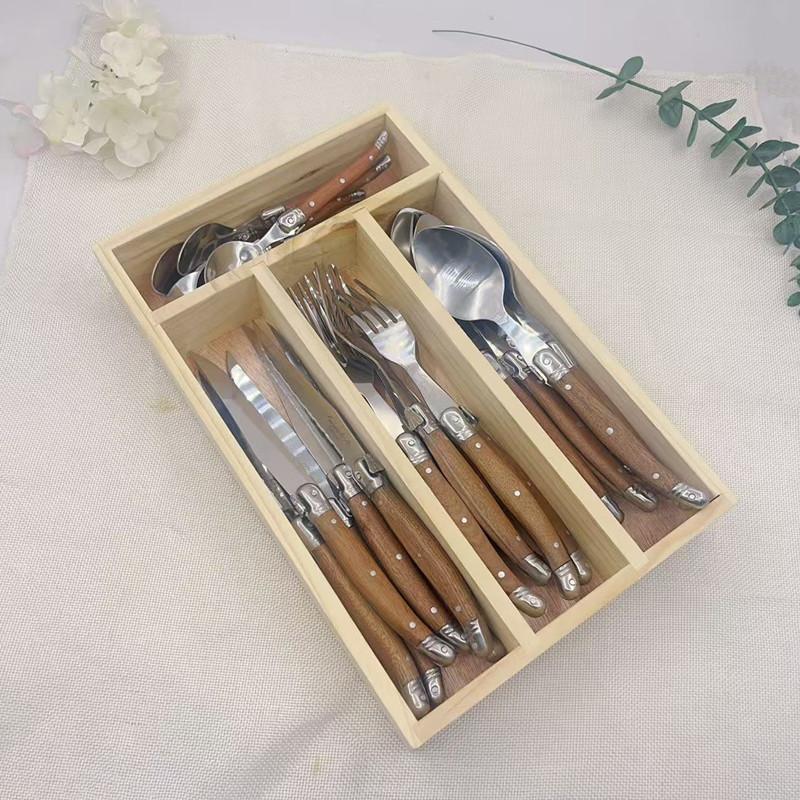 24pcs Laguiole Cutlery set Luxury Rose Wood Handle Dinnerware Stainless steel Tableware 6 Steak Knife 6 Fork 6 Spoon 6 Teaspoon
24pcs Laguiole Cutlery set Luxury Rose Wood Handle Dinnerware Stainless steel Tableware 6 Steak Knife 6 Fork 6 Spoon 6 Teaspoon