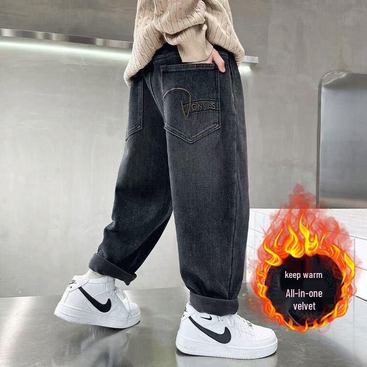 Boys Fleece-Lined Jeans - Autumn/Winter Thickened One-Piece Pants for Medium/Large Trendy Style 130 cm
Boys Fleece-Lined Jeans - Autumn/Winter Thickened One-Piece Pants for Medium/Large Trendy Style 130 cm