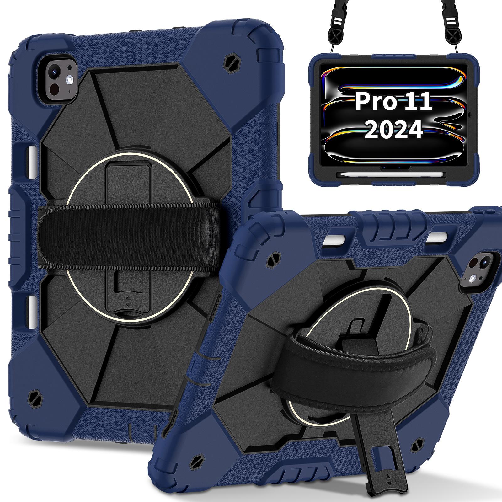 For iPad Pro 11 (2024) Case Kickstand Silicone+PC Tablet Cover with Shoulder Strap Colorful Blue
For iPad Pro 11 (2024) Case Kickstand Silicone+PC Tablet Cover with Shoulder Strap Colorful Blue