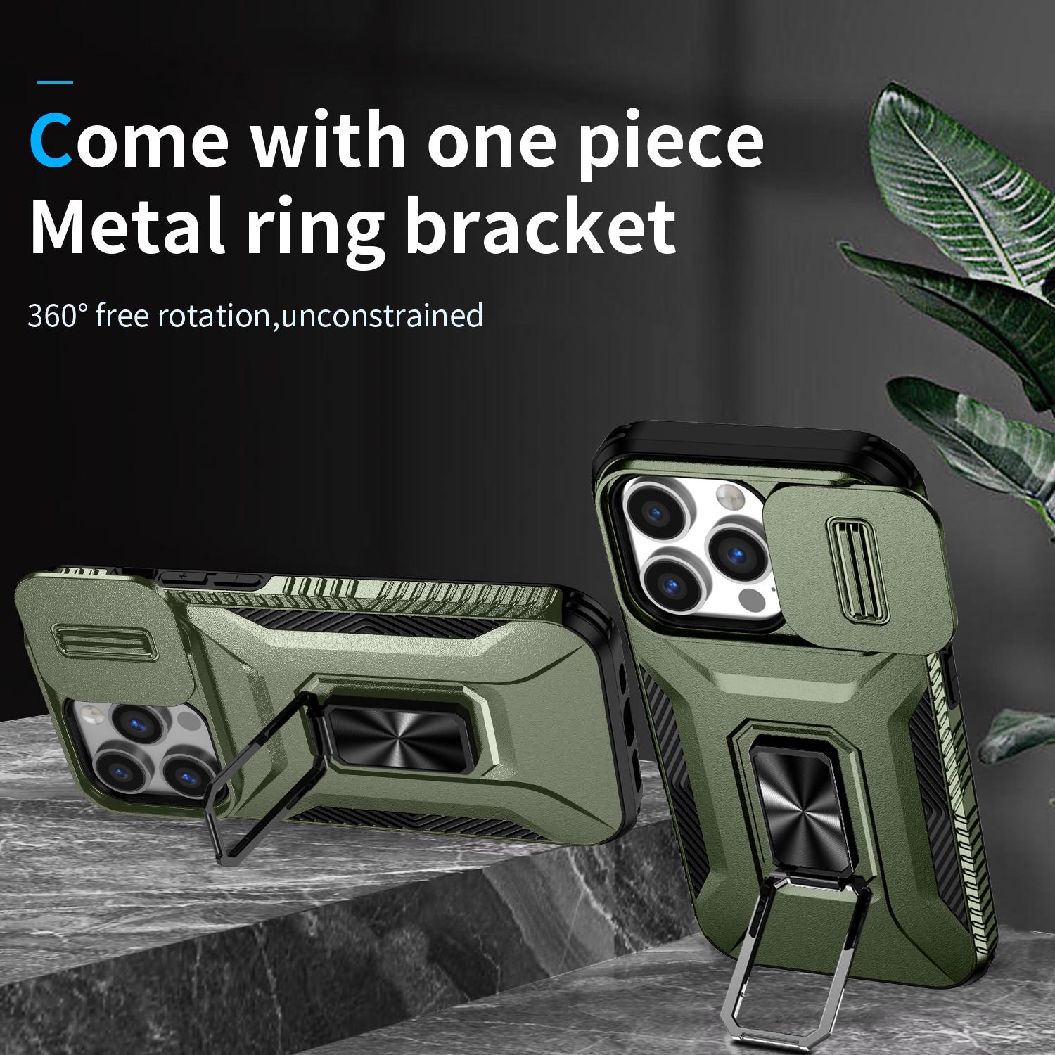 For iPhone 14 Pro Cell Phone Case Slide Lens Lid PC+TPU Ring Kickstand Protective Cover Green
For iPhone 14 Pro Cell Phone Case Slide Lens Lid PC+TPU Ring Kickstand Protective Cover Green