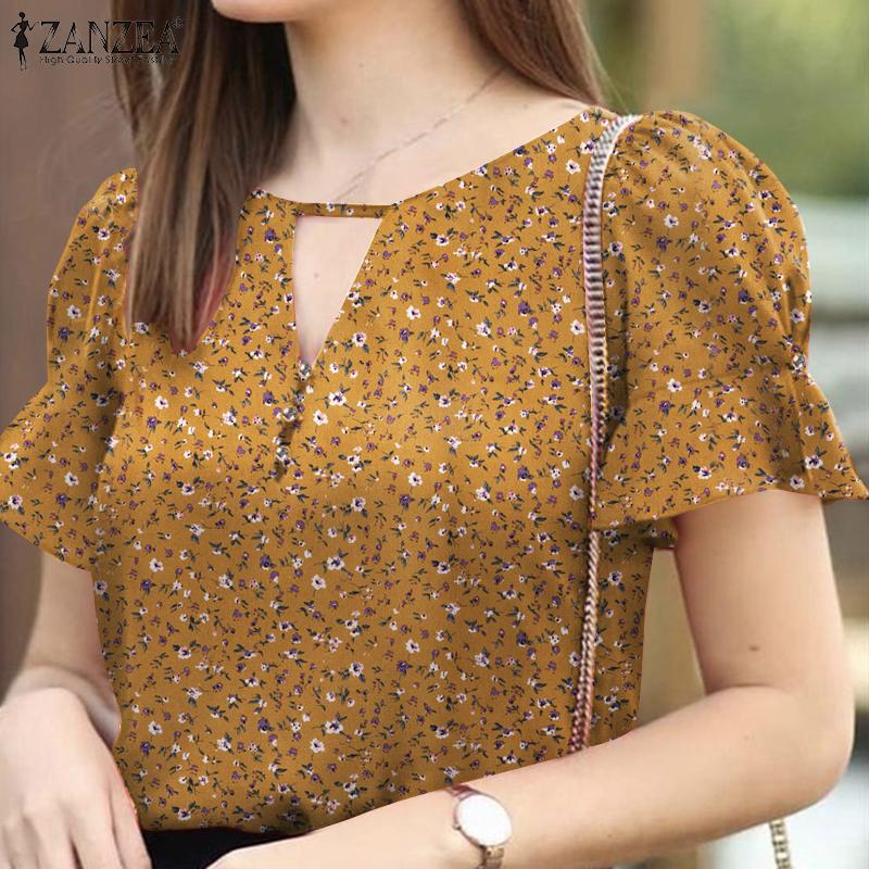 ZANZEA Женская летняя повседневная блузка с короткими рукавами и цветочным принтом
ZANZEA Женская летняя повседневная блузка с короткими рукавами и цветочным принтом