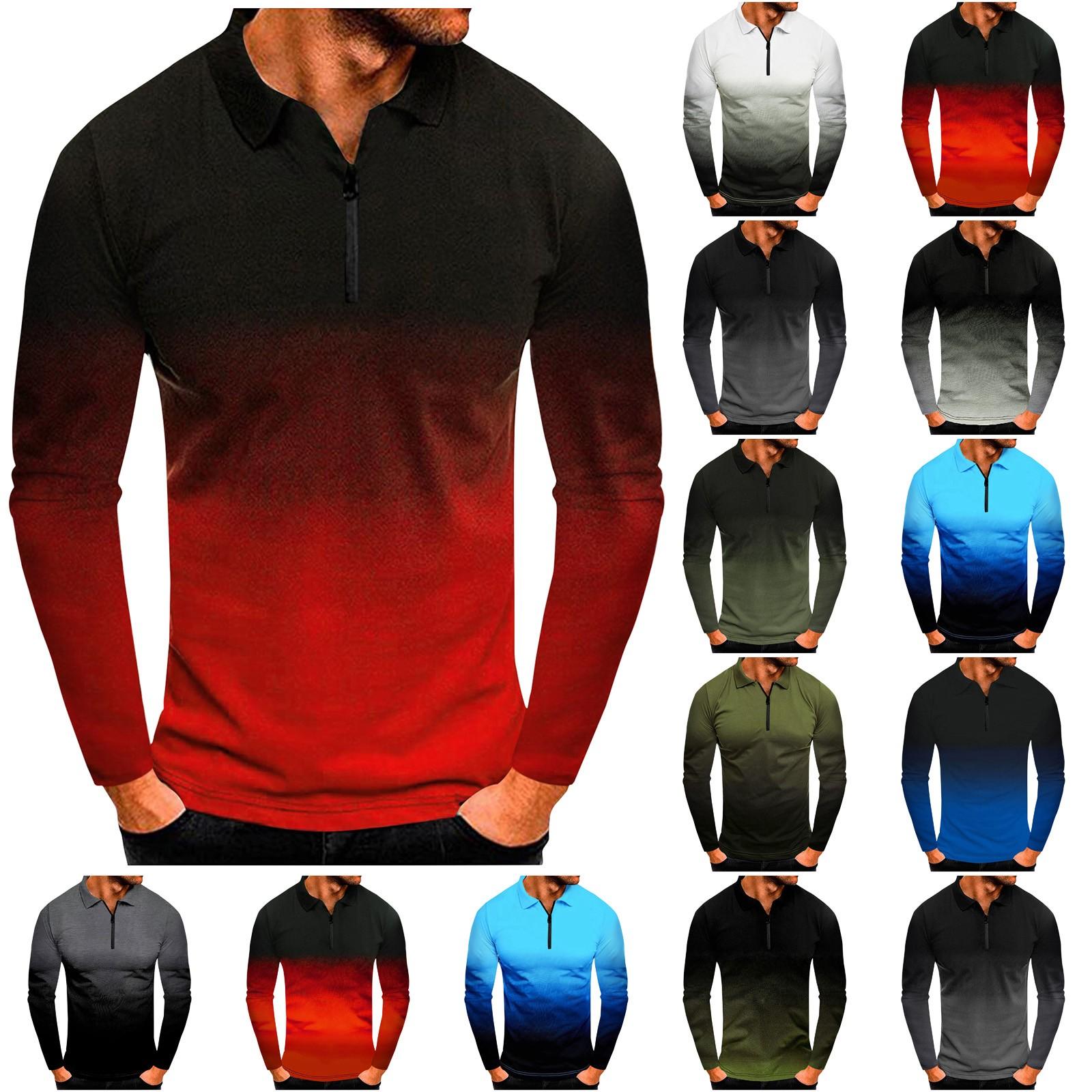 Мужские летние рубашки поло с градиентом цвета и лацканами, мужские повседневные модные рубашки поло на молнии с длинными рукавами
Мужские летние рубашки поло с градиентом цвета и лацканами, мужские повседневные модные рубашки поло на молнии с длинными рукавами
