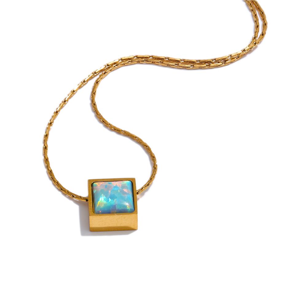 Yhpup Delicate Stainless Steel Square Natural Opal Stone Pendant Necklace Chain Stylish Dainty Golden Collar Chic Jewelry Gift
Yhpup Delicate Stainless Steel Square Natural Opal Stone Pendant Necklace Chain Stylish Dainty Golden Collar Chic Jewelry Gift
