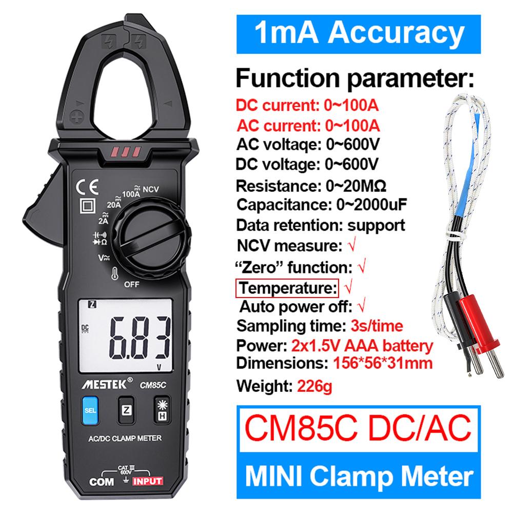 Mini Clamp Meter Auto Range 100A 600V NCV High Precision Multimeter Protable Digital Clamp Meter With Temperature Probe
Mini Clamp Meter Auto Range 100A 600V NCV High Precision Multimeter Protable Digital Clamp Meter With Temperature Probe