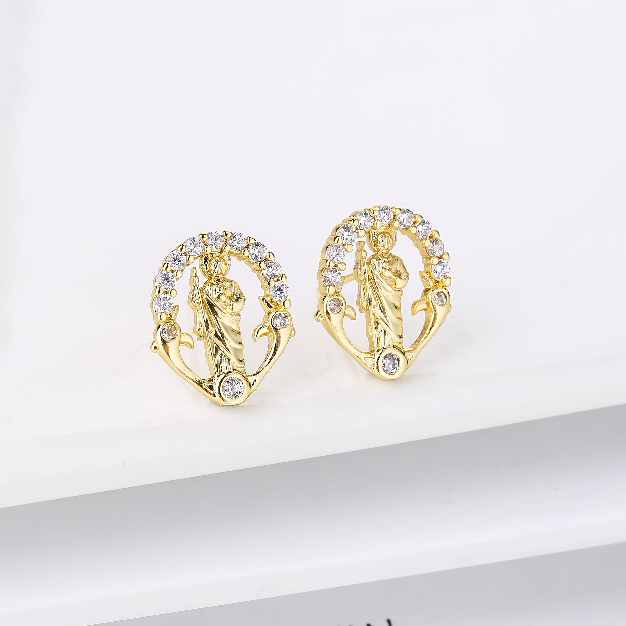 Gold-Color Religious Saint Jude Zirconia Women s Stud Earrings For Women Virgin Mary Believer Ear Zircon Daily Party Gifts
Gold-Color Religious Saint Jude Zirconia Women s Stud Earrings For Women Virgin Mary Believer Ear Zircon Daily Party Gifts