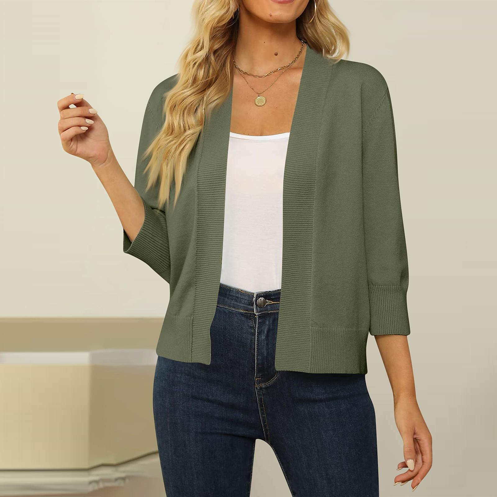 Женский укороченный кардиган с рукавами 3/4, свитер с открытой передней частью и короткими плечами, кардиганы, легкие свитера L армия зеленый
Женский укороченный кардиган с рукавами 3/4, свитер с открытой передней частью и короткими плечами, кардиганы, легкие свитера L армия зеленый