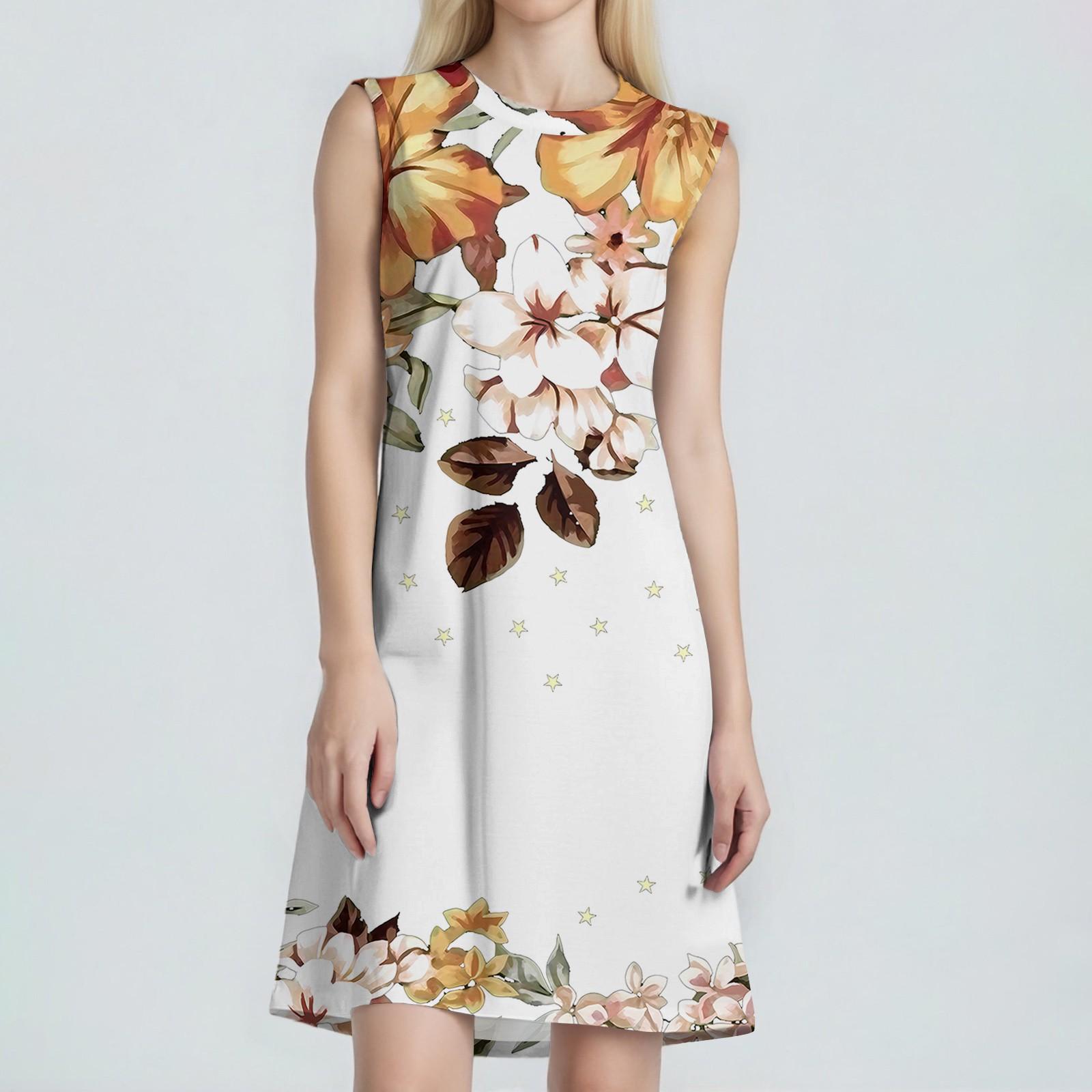 Женское модное повседневное платье с принтом, круглым вырезом, без рукавов, короткое M белый
Женское модное повседневное платье с принтом, круглым вырезом, без рукавов, короткое M белый