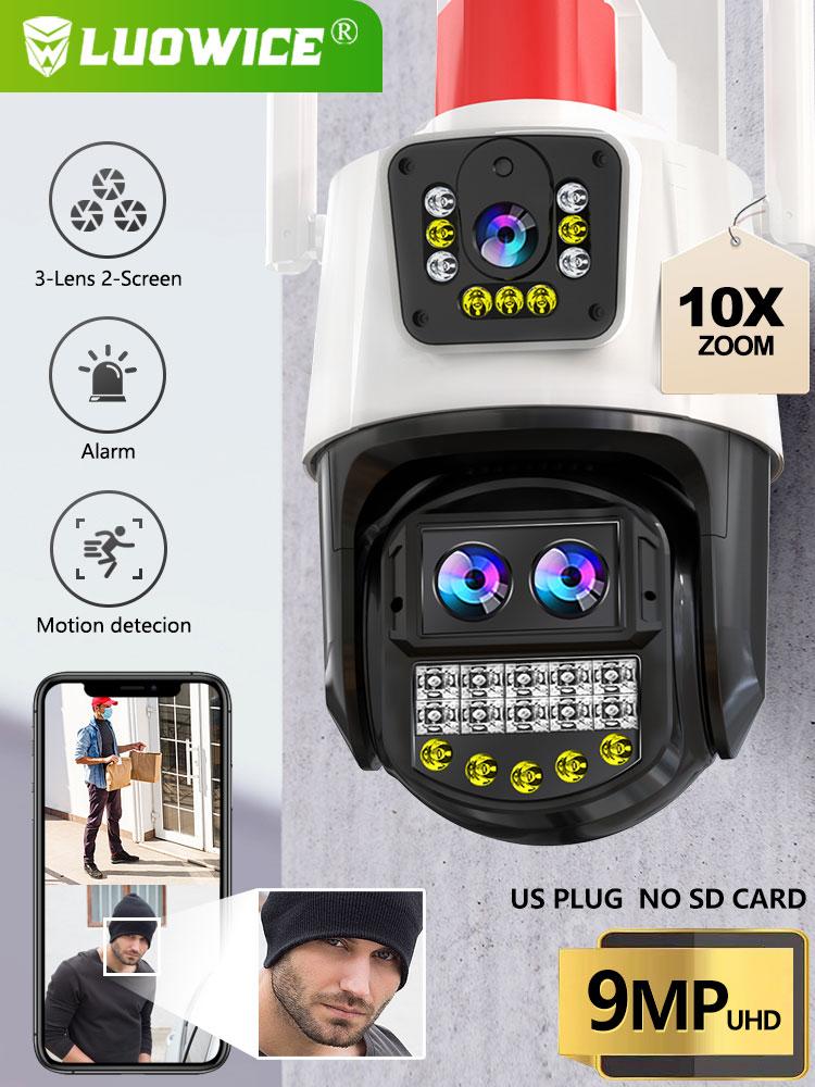 Luowice 9MP WiFi/RG45/hotspot Camera 10X Zoom Three Lens Two Screen Multi-person Humanoid Detection CCTV Video Surveillance 128GB SD CARD
Luowice 9MP WiFi/RG45/hotspot Camera 10X Zoom Three Lens Two Screen Multi-person Humanoid Detection CCTV Video Surveillance 128GB SD CARD