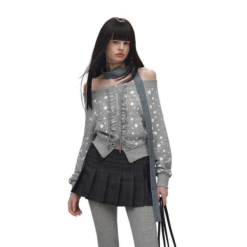 UNIFREE Star Print Off-Shoulder Double Zipper Top S
UNIFREE Star Print Off-Shoulder Double Zipper Top S