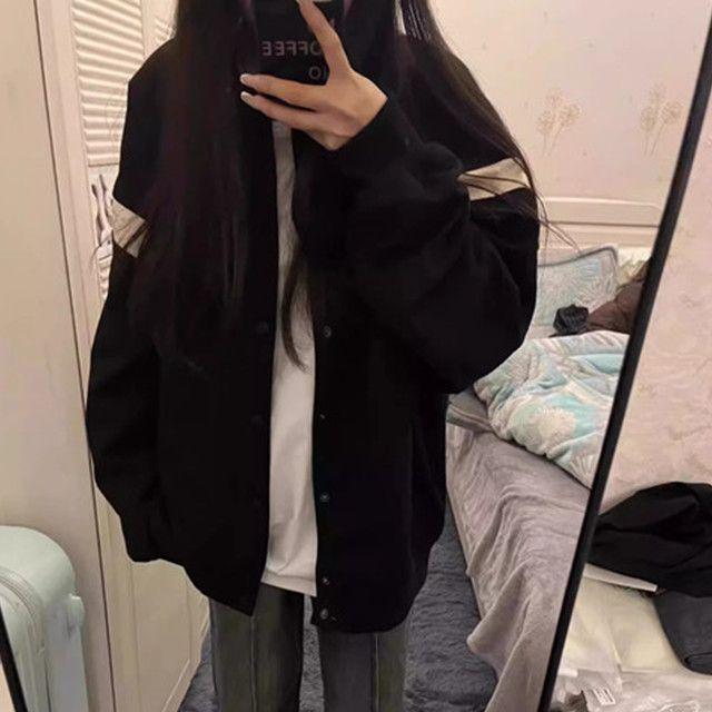 Women s Retro Black Baseball Jacket - Korean Style Loose Casual Bomber for Spring/Autumn XXL
Women s Retro Black Baseball Jacket - Korean Style Loose Casual Bomber for Spring/Autumn XXL