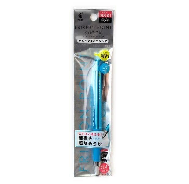Pilot Erasable Ballpoint Pen Frixion Point Knock Light Blue Ultra Fine 0.4mm P-LFPK25S4-LB
Pilot Erasable Ballpoint Pen Frixion Point Knock Light Blue Ultra Fine 0.4mm P-LFPK25S4-LB