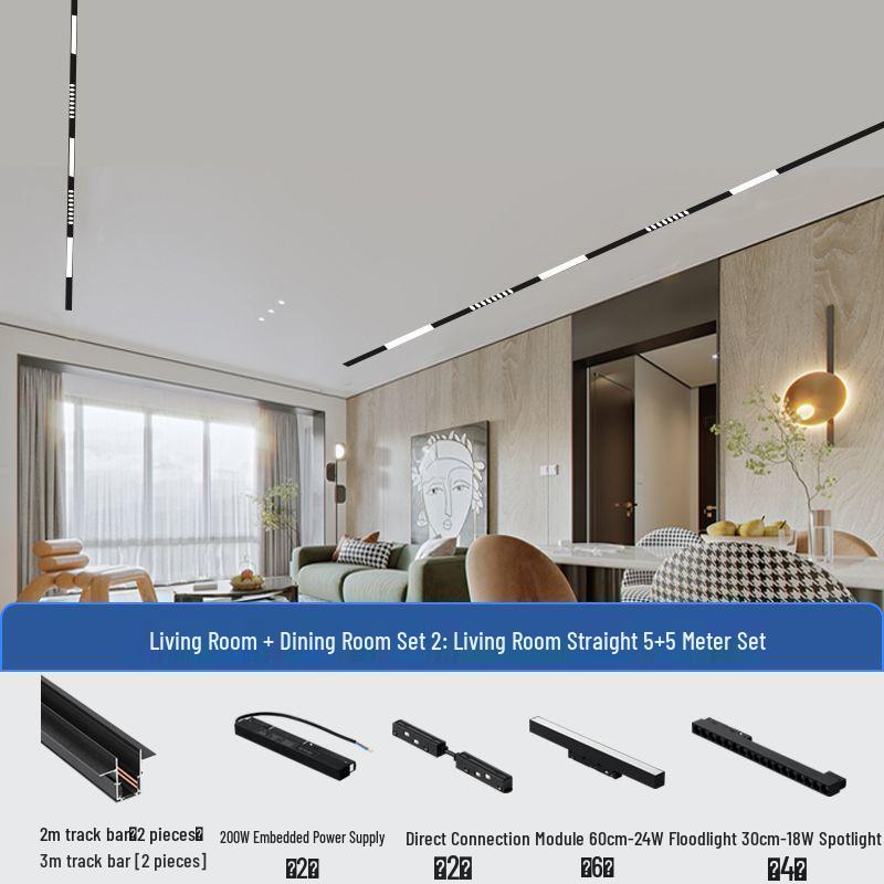 Вбудоване магнітне трекове освітлення - Прихований прожектор для вітальні 5.5m Double Row Set
Вбудоване магнітне трекове освітлення - Прихований прожектор для вітальні 5.5m Double Row Set