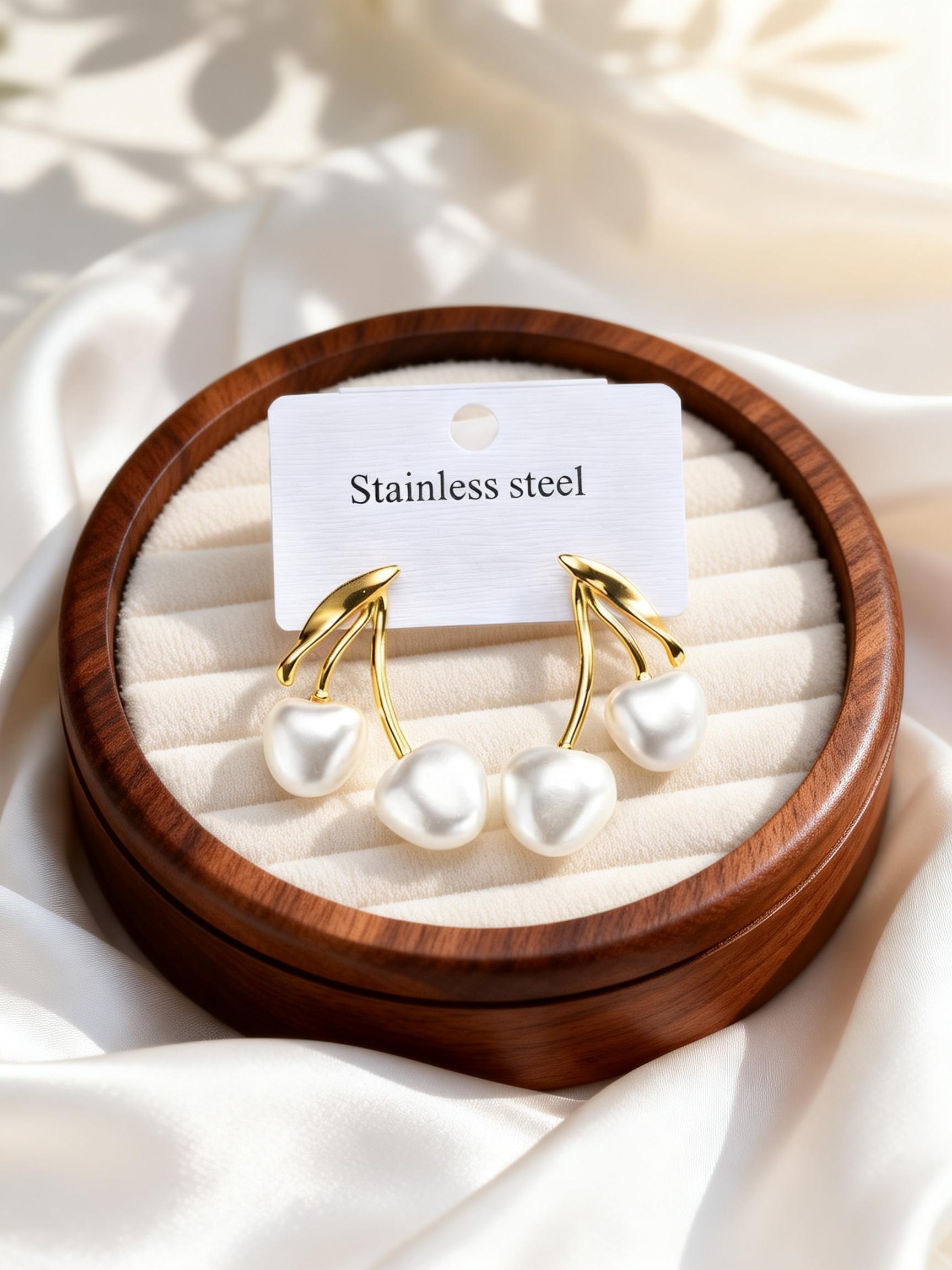 Elegant White Cherry Stud Earrings for Women Stainless Steel Cream Cherry Round Ball Earrings Commuter Jewelry Party Accessories
Elegant White Cherry Stud Earrings for Women Stainless Steel Cream Cherry Round Ball Earrings Commuter Jewelry Party Accessories