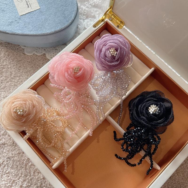 Netting and Crystal Fringe, Rose Flower Side Hairpin, Soft and Fairy-like Style, Women s Hair Accessories, Claw Clip, Hairpin
Netting and Crystal Fringe, Rose Flower Side Hairpin, Soft and Fairy-like Style, Women s Hair Accessories, Claw Clip, Hairpin